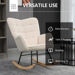 Portland Beige Wing Back Rocking Chair - Size: Single - Cream - Wilko - thumbnail 7