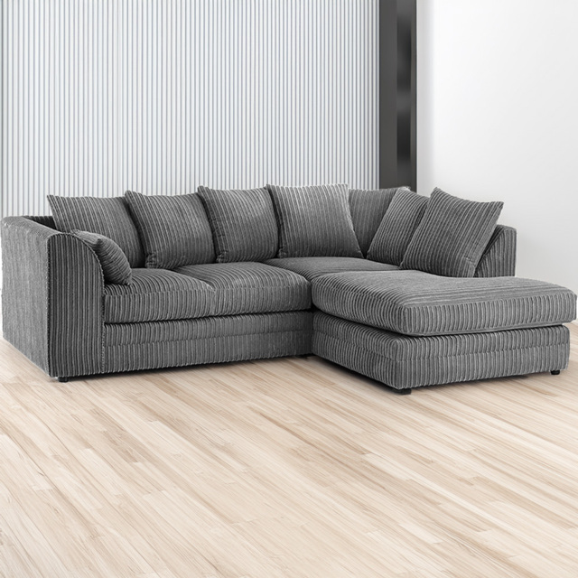 Portland Luxor 4 Seater Grey Jumbo Cord Right Hand L Shape Corner Sofa - Wilko - image 1