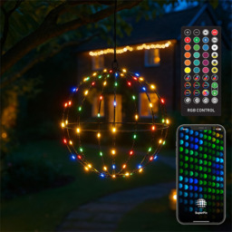 Xmas Haus Black RGB Mini Seed LED Smart Foldable Ball Light with Remote 30cm - Size: 300 x 300 x 300cm - Wilko - thumbnail 3