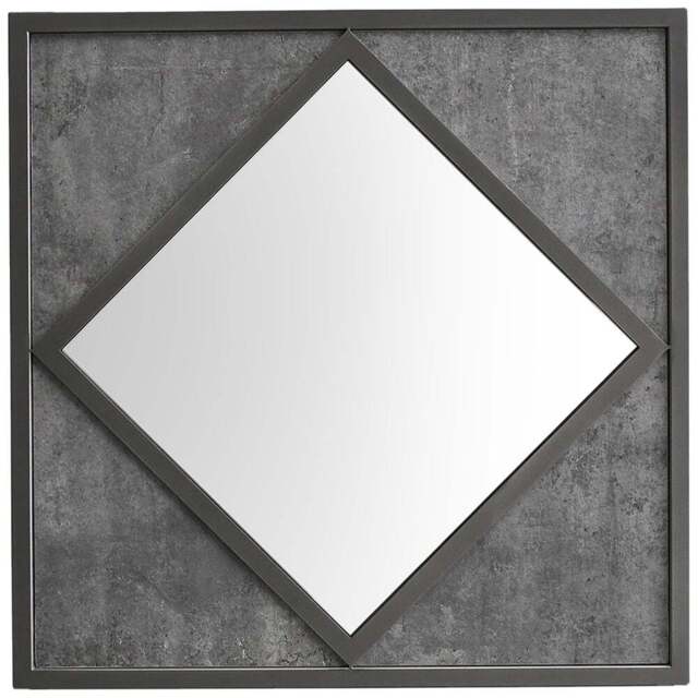 Bentley Designs Renzo Zinc and Dark Grey Geometric Wall Mirror 63 x 63cm - Size: 20 x 63 x 63cm - Black - Wilko - image 1