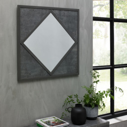 Bentley Designs Renzo Zinc and Dark Grey Geometric Wall Mirror 63 x 63cm - Size: 20 x 63 x 63cm - Black - Wilko - thumbnail 3