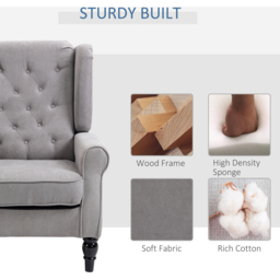 Portland Grey Retro Upholstered Wingback Armchair - Size: Single - Wilko - thumbnail 5