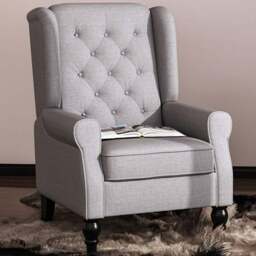 Portland Grey Retro Upholstered Wingback Armchair - Size: Single - Wilko - thumbnail 1
