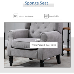 Portland Grey Retro Upholstered Wingback Armchair - Size: Single - Wilko - thumbnail 7