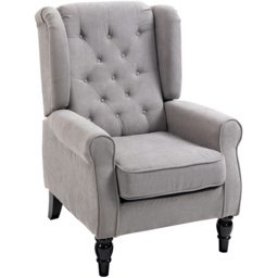 Portland Grey Retro Upholstered Wingback Armchair - Size: Single - Wilko - thumbnail 3