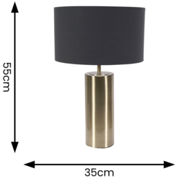 ValueLights Lexy Reni Black and Antique Brass Shade Touch LED Table Lamp - Size: 55 x 35 x 35cm - Gold - Wilko - thumbnail 7