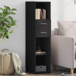 vidaXL 2 Drawer 3 Shelf Black Highboard - Size: 124 x 30 x 42.5cm - Wilko - thumbnail 1