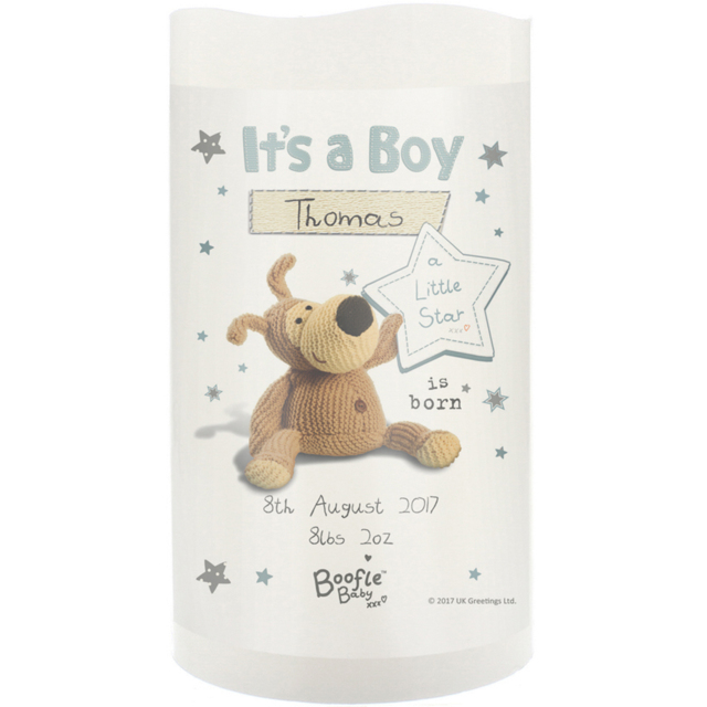 Personalised Memento Boofle Its A Boy Nightlight LED Candle - Size: 0.8 x 1.3 x 0.8cm - White - Wilko - image 1