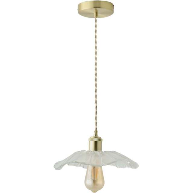 ValueLights Cassia Gold Clear Glass Flower LED Pendant Light - Size: 27 x 110 x 27cm - Wilko - image 1