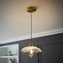 ValueLights Cassia Gold Clear Glass Flower LED Pendant Light - Size: 27 x 110 x 27cm - Wilko - thumbnail 3