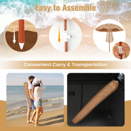Costway Thatched Patio Umbrella with Carrying Bag 1.9m - Size: 2m - Cream - Wilko - thumbnail 6
