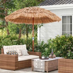 Costway Thatched Patio Umbrella with Carrying Bag 1.9m - Size: 2m - Cream - Wilko - thumbnail 3