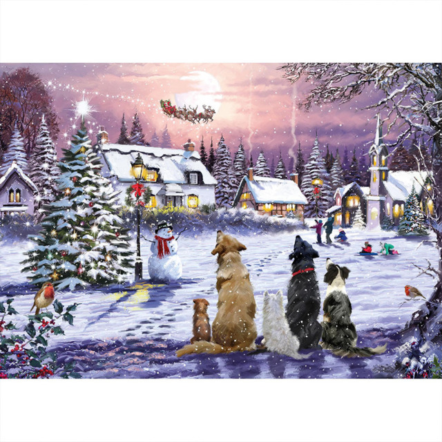 Samuel Alexander Dogs Watching Santa Scene Christmas Light Up Wall Art 30 x 40cm - Size: 30 x 40 x 30cm - Multi - Wilko - image 1