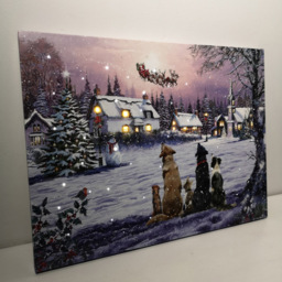 Samuel Alexander Dogs Watching Santa Scene Christmas Light Up Wall Art 30 x 40cm - Size: 30 x 40 x 30cm - Multi - Wilko - thumbnail 3