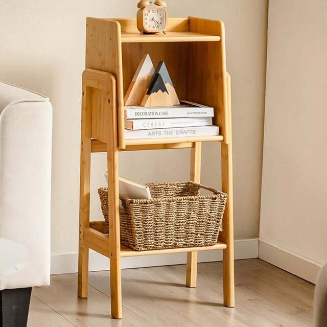 Costway 3 Shelf Free Standing Tall Bamboo Bookshelf with Legs - n/a - Wilko - image 1