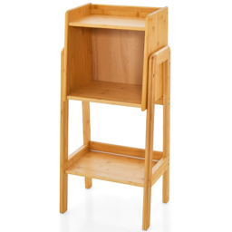 Costway 3 Shelf Free Standing Tall Bamboo Bookshelf with Legs - n/a - Wilko - thumbnail 3