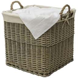 JVL Willow Antique Wash Log Basket with Liner - Size: 47 x 47 x 47cm - Multi - JVL Homewares - Wilko - thumbnail 3