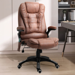 Portland Brown Microfibre Swivel Massage Recliner Office Chair - Size: 67 x 74 x 116cm - Wilko