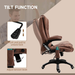 Portland Brown Microfibre Swivel Massage Recliner Office Chair - Size: 67 x 74 x 116cm - Wilko - thumbnail 6