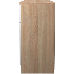 Crowndale Milan 6 Drawer White Gloss and Bardolino Oak Wide Chest of Drawers Ready Assembled - White Gloss & Bardolino Oak - Wilko - thumbnail 7