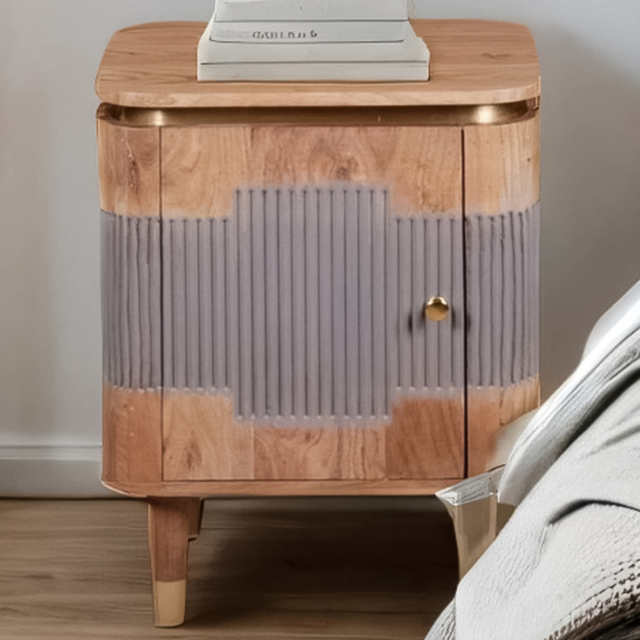 Brooklyn Wilton Single Door Acacia Wood Bedside Table - Brown - Wilko - image 1