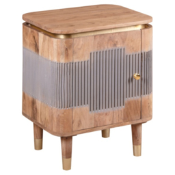 Brooklyn Wilton Single Door Acacia Wood Bedside Table - Brown - Wilko - thumbnail 3