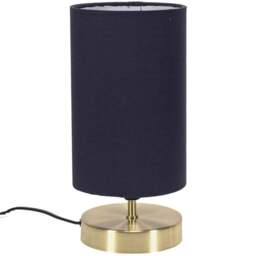 ValueLights Francis Navy Shade Gold Touch Table Lamp and Bulb - Size: 24.5 x 12 x 12cm - Blue - Wilko