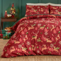 Duvet Day King Size Sleigh Team Soft Touch Reversible Duvet Set - Red - Wilko - thumbnail 3