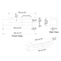 Decorotika Pia Walnut and White TV Unit - Size: 46.4 x 180 x 18.26cm - Multi - Wilko - thumbnail 6