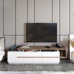 Decorotika Pia Walnut and White TV Unit - Size: 46.4 x 180 x 18.26cm - Multi - Wilko - thumbnail 5
