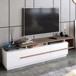 Decorotika Pia Walnut and White TV Unit - Size: 46.4 x 180 x 18.26cm - Multi - Wilko - thumbnail 1