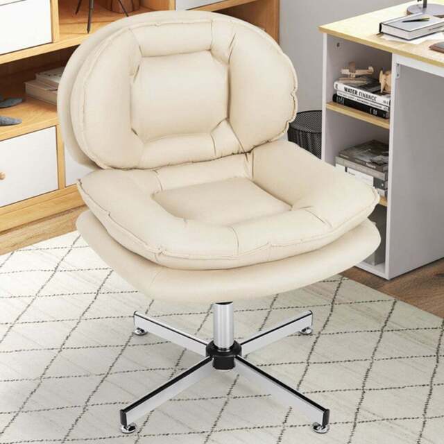 Costway Beige Padded Office Chair - Size: 60 x 59 x 41cm - Cream - Wilko - image 1