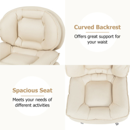 Costway Beige Padded Office Chair - Size: 60 x 59 x 41cm - Cream - Wilko - thumbnail 7