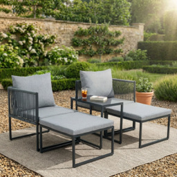 5 Piece Layla Metal Sofa Set - Grey - Size: 2 Seater - Wilko - thumbnail 3