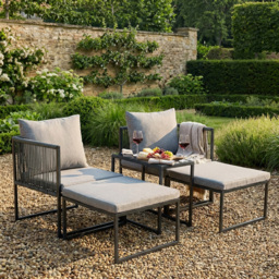 5 Piece Layla Metal Sofa Set - Grey - Size: 2 Seater - Wilko - thumbnail 4