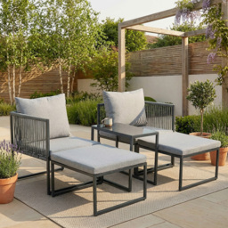 5 Piece Layla Metal Sofa Set - Grey - Size: 2 Seater - Wilko