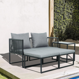 5 Piece Layla Metal Sofa Set - Grey - Size: 2 Seater - Wilko - thumbnail 6