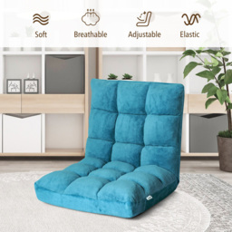 Costway Turquoise Coral Velvet Floor Gaming Chair with Adjustable Back - Size: 106 x 55 x 16cm - Blue - Wilko - thumbnail 7