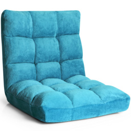 Costway Turquoise Coral Velvet Floor Gaming Chair with Adjustable Back - Size: 106 x 55 x 16cm - Blue - Wilko - thumbnail 3