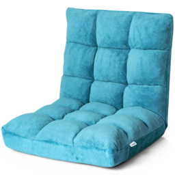 Costway Turquoise Coral Velvet Floor Gaming Chair with Adjustable Back - Size: 106 x 55 x 16cm - Blue - Wilko - thumbnail 4