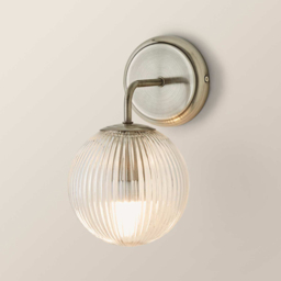 ValueLights Kempton Brushed Chrome Ribbed Globe Shade Wall Light with Bulb 2 Pack - Size: 26 x 15 x 19cm - Wilko - thumbnail 7