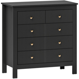 Portland 5 Drawer Black Fluted Chest of Drawers with Gold Tone Handles - Wilko - thumbnail 3