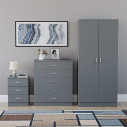 Vida Designs Riano Grey 3 Piece Bedroom Furniture Set - Wilko - thumbnail 3
