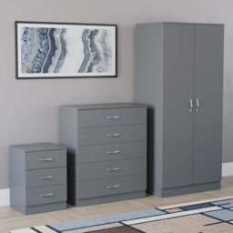 VIDA DESIGNS Riano Grey 3 Piece Bedroom Furniture Set - Wilko
