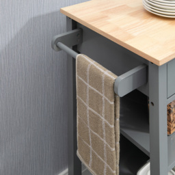 HOMCOM Single Drawer Single Door 3 Shelf Grey Kitchen Trolley - Size: 69 x 48 x 89cm - Wilko - thumbnail 4