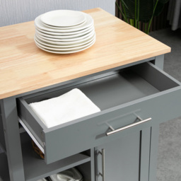HOMCOM Single Drawer Single Door 3 Shelf Grey Kitchen Trolley - Size: 69 x 48 x 89cm - Wilko - thumbnail 5