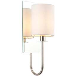 Merano Pisa Bright Nickel and White Wall Lamp - Size: 17.5 x 15 x 43cm - Wilko