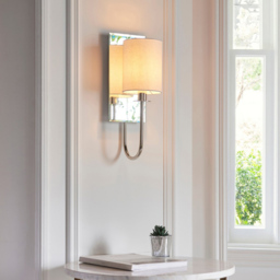 Merano Pisa Bright Nickel and White Wall Lamp - Size: 17.5 x 15 x 43cm - Wilko - thumbnail 7