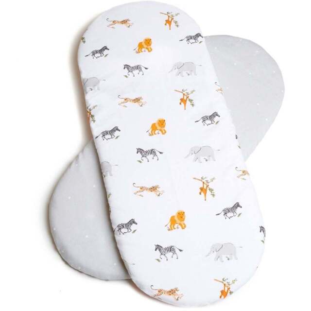 Clair de Lune Baby Jungle Dreams Moses Basket Sheet 2 Pack - Size: 0.5 x 28 x 70cm - Multi - Wilko - image 1