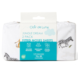 Clair de Lune Baby Jungle Dreams Moses Basket Sheet 2 Pack - Size: 0.5 x 28 x 70cm - Multi - Wilko - thumbnail 5
